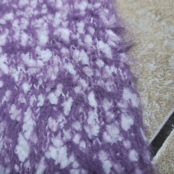 Purple Super Soft Fuzzy Knit Mock Neck Cropped Sweater Top Size XS - Picture 4 of 10